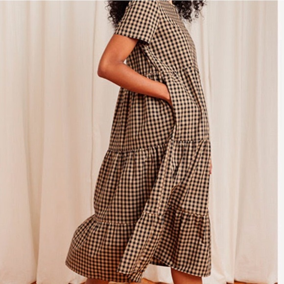 Tradlands Chalet Tiered Dress, Coffee Gingham - Picture 3 of 11